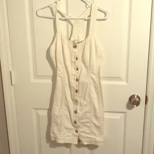 White casual button up dress
